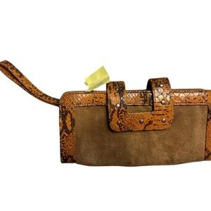 GLOW BY JLO SUEDE LEATHER SNAKE PRINT WRISTLET